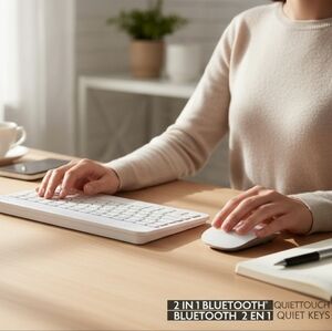 Sleek Bluetooth Keyboard and Mouse Set - White